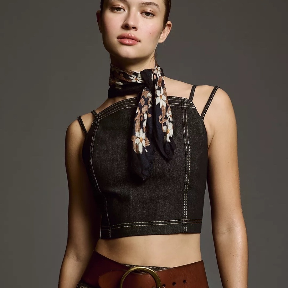 NWT Anthropologie Pilcro Lace Up Denim Tank Medium